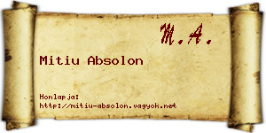 Mitiu Absolon névjegykártya